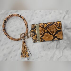 Snake Print Wristlet with Tassel
